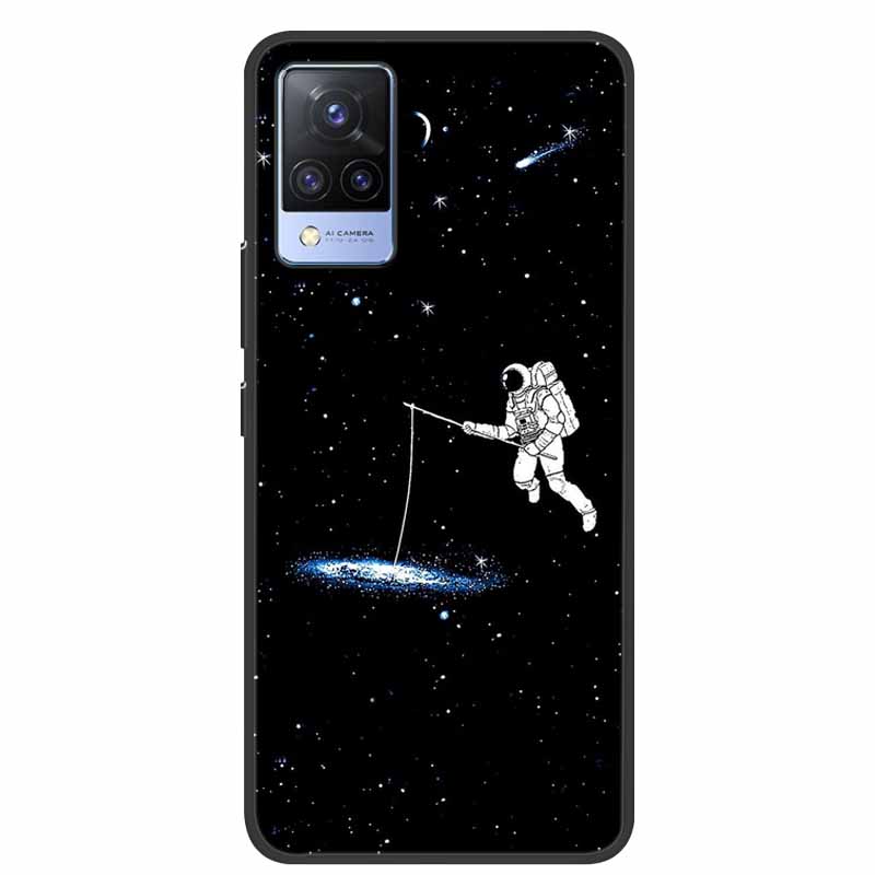 For Vivo S9 V21 V21e Case Black Silicone Back Cover Case For Vivo V21 S9 V21e Phone Cases Cover V 21 e S 9 Funda Coque Cartoon