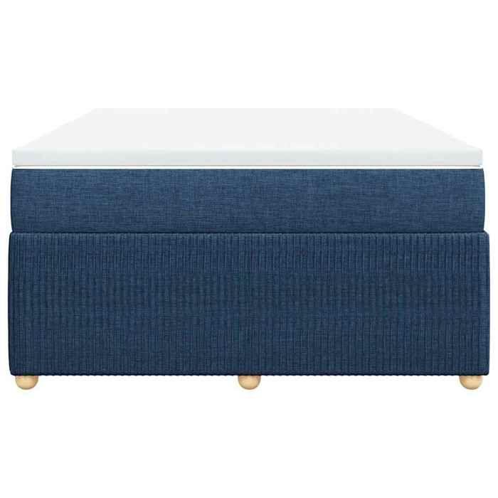 Exclusive House - Slatted Bed Base with Blue Mattress 140x190 Cm Fabric