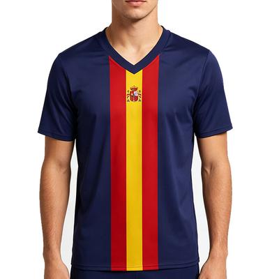 Spanien Spain Fußball T-Shirt Trikot Unisex Streetwear Sommer V-Ausschnitt Mode Design Print T-Shirt Kurzarm Lässige T-Shirts Unisex