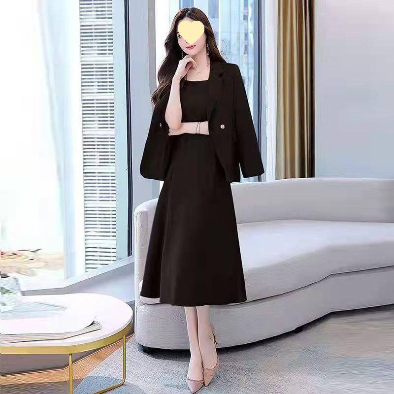 Autumn 2025 Slimming Two-Piece Sling Dress & Suit Set for Women