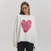 Red Love Sweater Autumn Lines Heart Sweater Round Collar Pullover Sweater Slimming Blend Office Comfortable Versatile Undercoat Long Sleeves Sweater