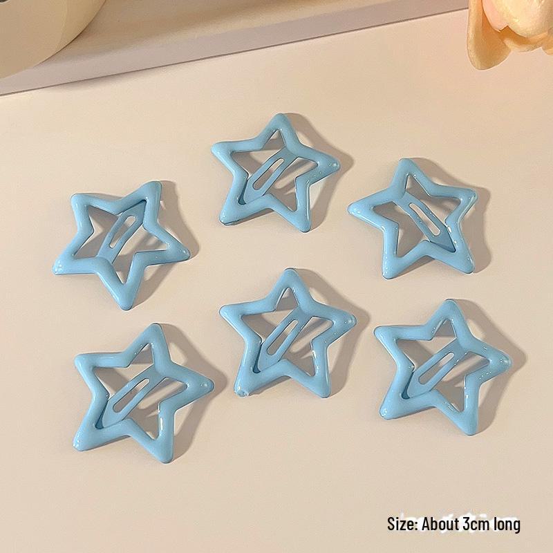 

Синяя шпилька для волос Y2K в форме пятиконечной звезды - Dopamine Small Clip для боковой челки