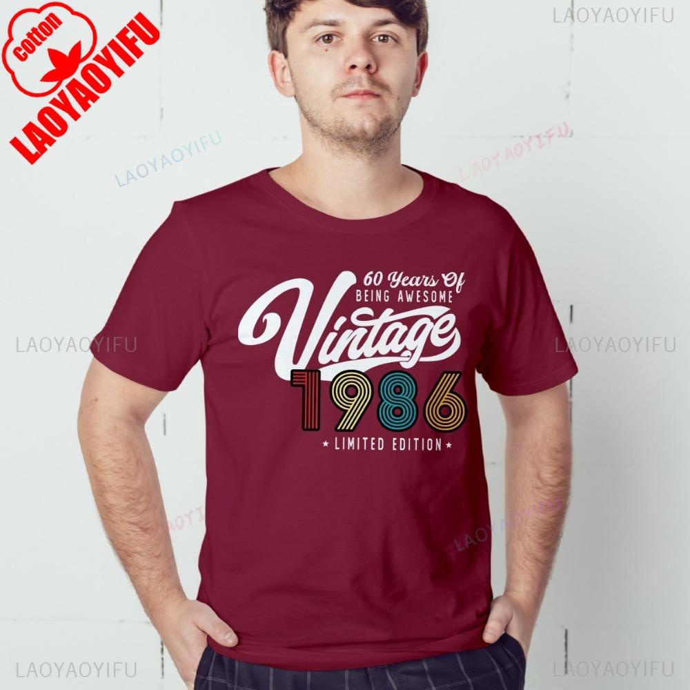 

Vintage 1986 40th Birthday Mens T Shirt High Quality Cotton Tops Streetwear Printed Tshirt Top Oneck Shortsleeve Tees 4XL