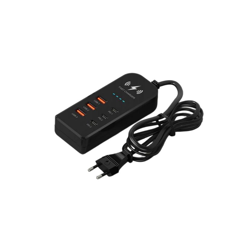 Efficient 6 In 1 USB Type C PD Charger with Fast Charging EU US Plug Wall Mount Design