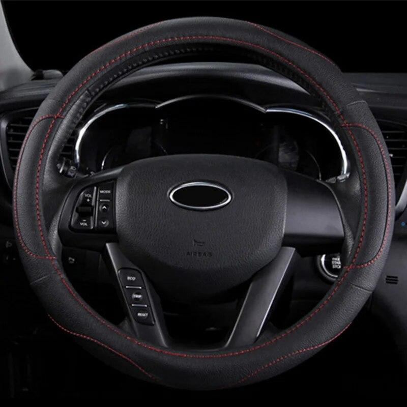DERMAY Universal 38cm PU Leather Car Steering Wheel Cover for Ford Focus 2 3 BMW E46 E39 Volkswagen Toyota Chevrolet Cruze Opel