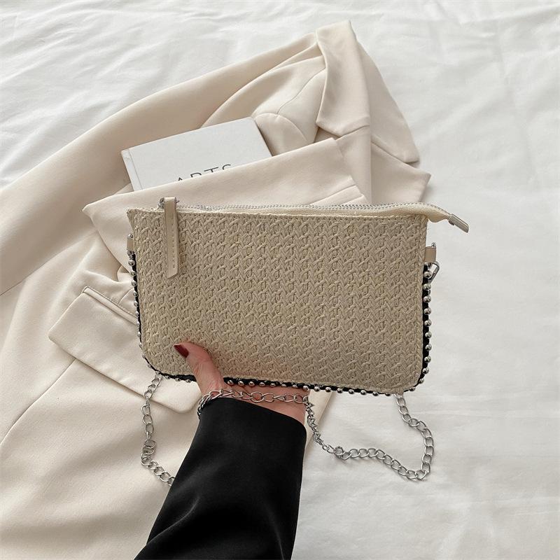 Envelope bag women's bag 2025 new casual retro chain small square bag fashionable shoulder bag woven messenger bag