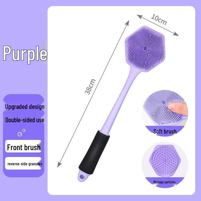 Double-Sided Silicone Bath Brush with Soft Bristles & Long Handle