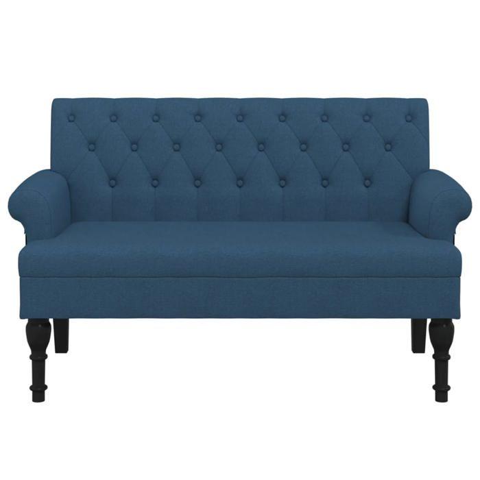 VidaXL Banc avec Dossier, Canapé avec Accoudoir, Banquette avec Pieds en Bois, Siège de Salon Salle de Séjour, Moderne, Bleu 372126