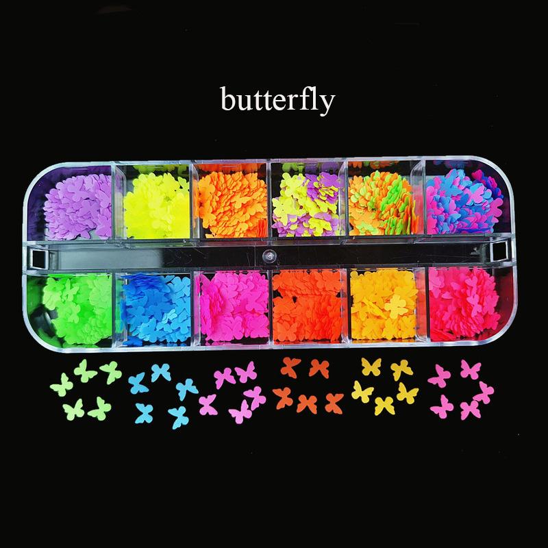 12 Grids Nail Jewelry Star Moon Leaf Design Nail Art Decorations Eye Makeup Patch Butterfly Heart Nail Sequins