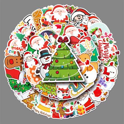 50 Christmas Doodle Stickers Cartoon Holiday Hand Account DIY Skateboard Mobile Phone Case Suitcase Stickers Waterproof
