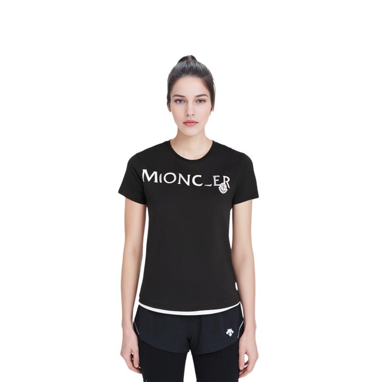 Moncler FW21 Logo Print Short Sleeve T-Shirt Women Tops Black G20938C00024829FB999