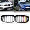 1 Pair ABS Plastic Car Gloss Black Dual Slat Front Kidney Grill Grille for BMW 1 Series F20 2010-2016 Pre-facelift