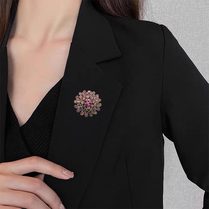 Colorful Diamond Dandelion Design Brooch, Elegant and Luxurious Brooch, Exquisite Corsage