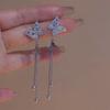 Butterfly Dream Silver Needle Rhinestone Tassel Earrings - Unique Fairy Design