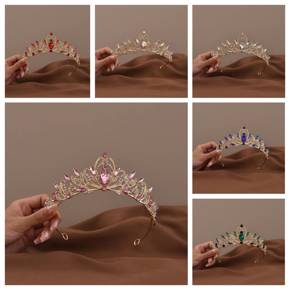 Baroque Queen Princess Crown Rhinestone Diadem Headwear Bride Tiaras Luxurious Prom