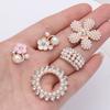 10pcs DIY Crafts Flower Rhinestones Buttons Pearl Button Wedding Decoration Diy Alloy  Cryustal Bow Accessories Sewing Button