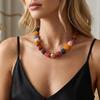 Gruby naszyjnik z koralików Kwadratowe koraliki żywiczne Naszyjnik Choker w stylu boho dla kobiet Wakacje Letnie wakacje Plaża