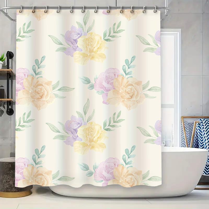 

Шторка для душа ручной работы с цветочным принтом, водонепроницаемая ткань, декоративные аксессуары для ванной комнаты, украшение для дома, доступен настраиваемый размер 90x180cm