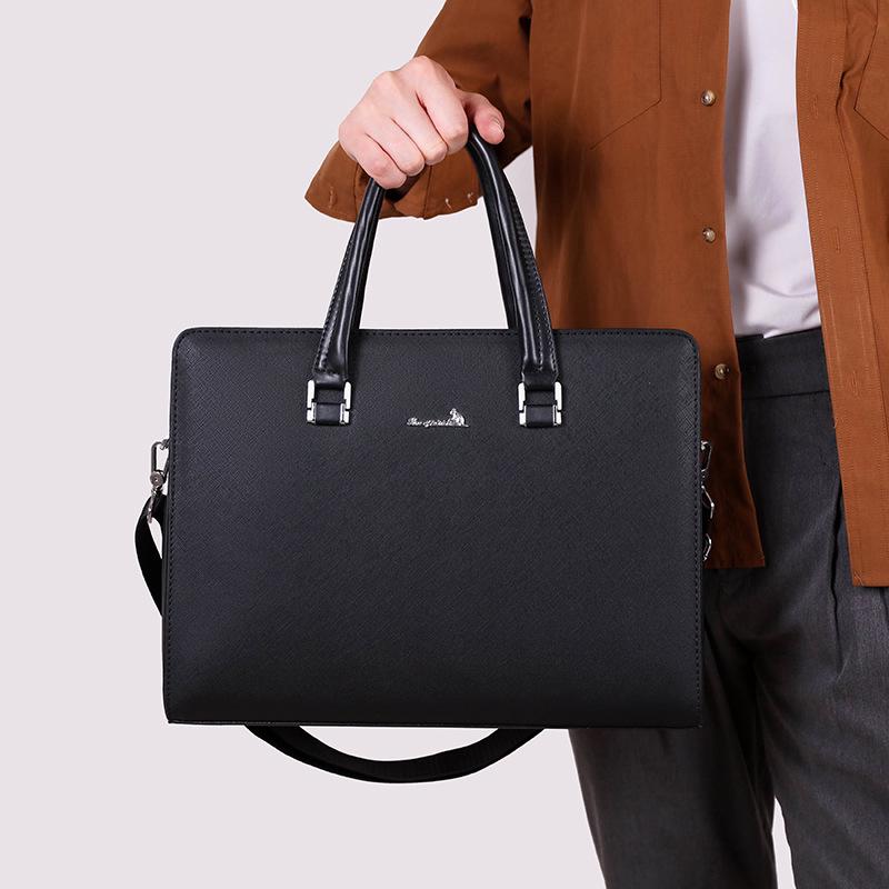 Men's Large Capacity Business Briefcase and Shoulder Messenger Bag