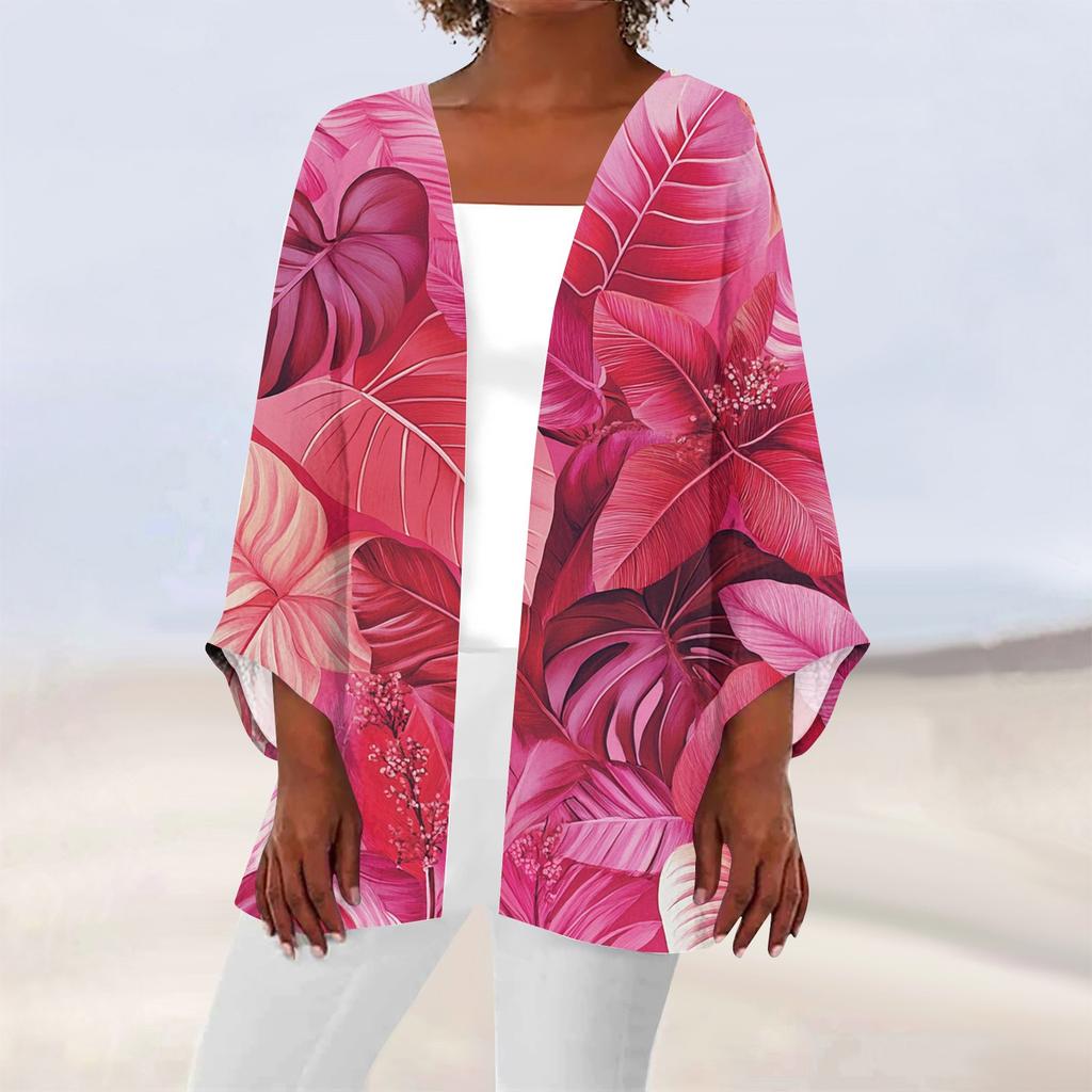 Women's Casual Fashion Printed Lightweight Mid-length Jacket Cardigan