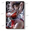 Sexy Anime Girl Metal Plate Game Figure Vintage Tin Sign Bar Club Art Decorative Plaques for Modern Home Room Wall Decor Poster