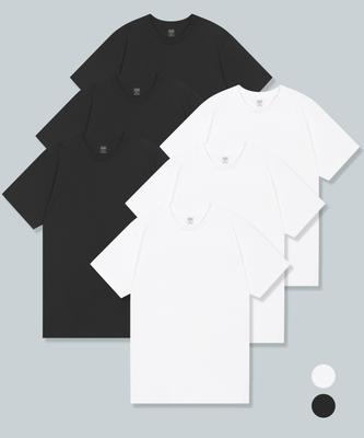 UNTAPPED STUDIO [6Pack] Pure Cotton 24-Count Long Layered Short Sleeve T-Shirt
