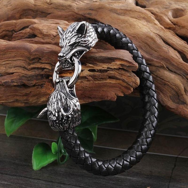 New High Quality Viking Leather Rope Bracelet Hip Hop Men s Jewelry Punk Men s Leather Fashion Men s Amulet Bracelet Gifts