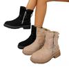 Übergrößen Schuhe, Schuhe mit Seitenreißverschluss, Mittelhohe Stiefel, Damen Retro Fleece Verdickte Schneestiefel, Baumwollstiefel