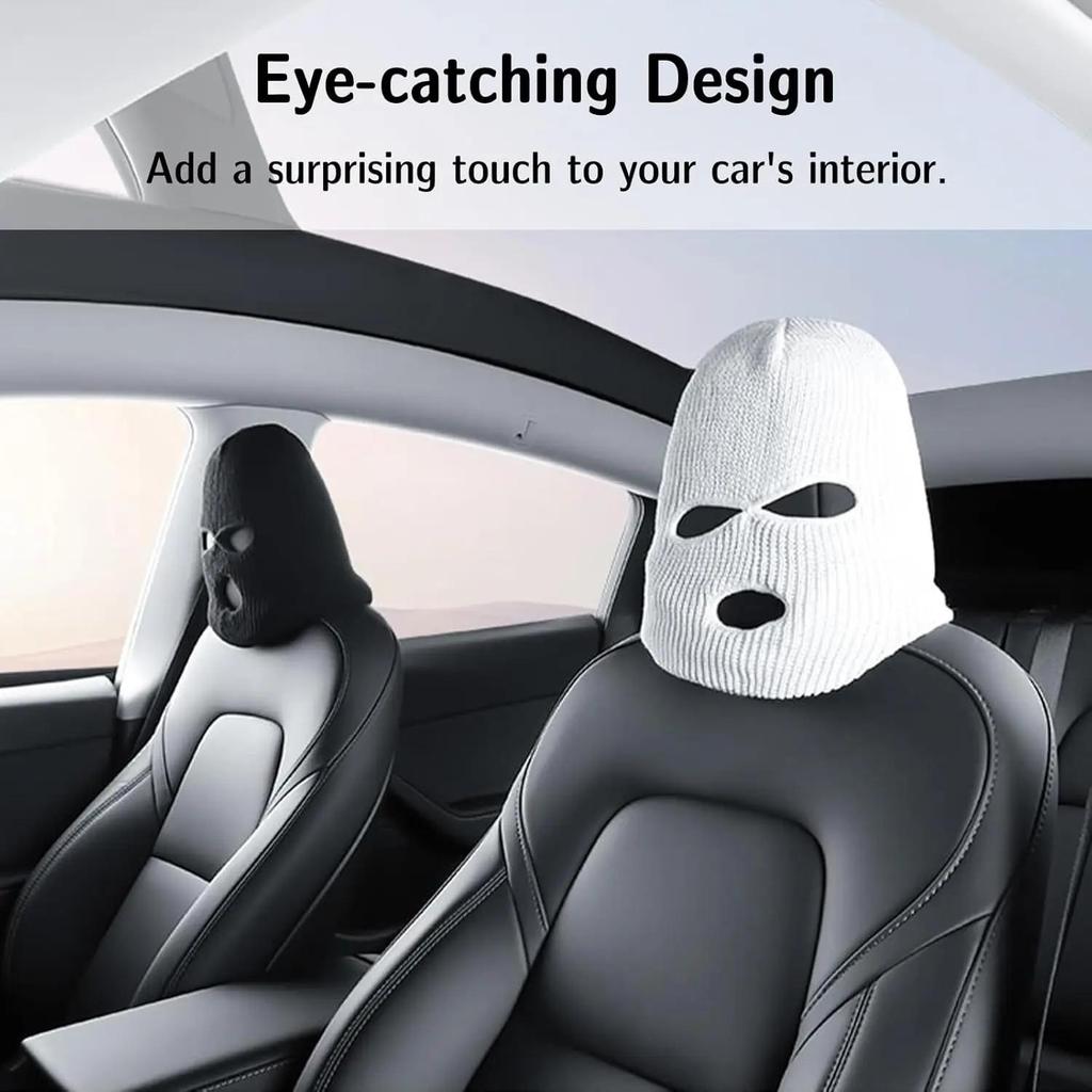 Funny Internet Celebrity Car Seat Headrest Cover Mask with Personality Hat for Special Car Decor.