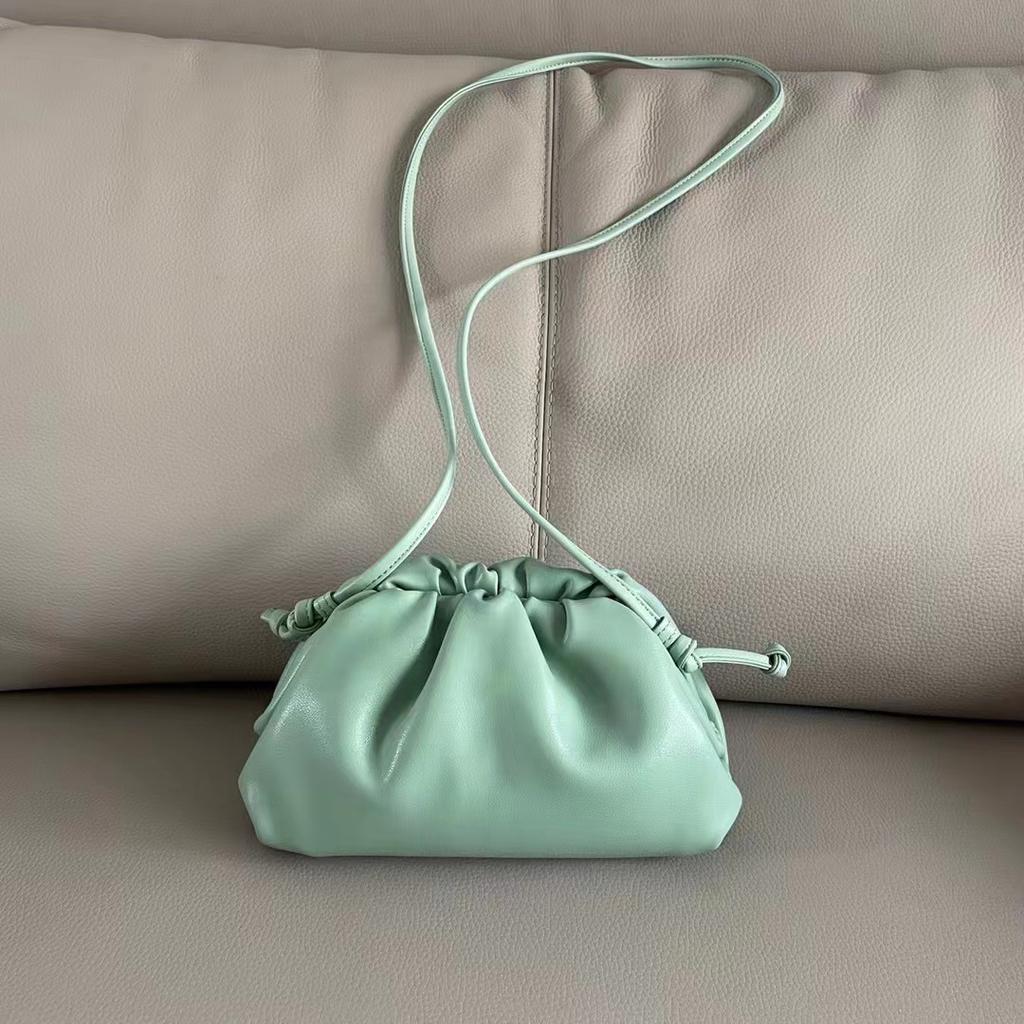 Women's New Pleated Dumpling Bag Genuine Leather Cloud Bag Cowhide Woven Shoulder Bag Crossbody Bag Ashi Ge Same Style