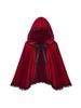 Roter Kapuzenumhang mit Spitzensaum für Damen - Halloween-Kostümumhang Kurzer Retro-Trenchcoat Bühnenauftrittskleidung