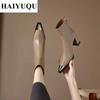Sexy Pointed Toe Ankle Women Boots Brand Luxury High Heels Shoes  New Winter Leather Goth Gladiator Pumps Chelsea Botines
