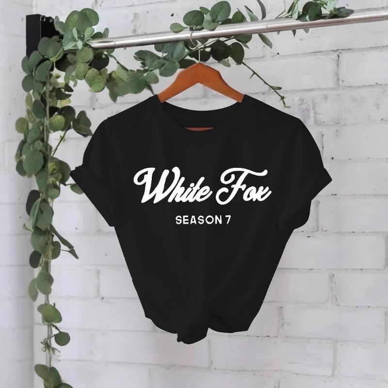 Ny Dam Slogan Tryckt Rundhalsad Lös Kortärmad Casual T-shirt