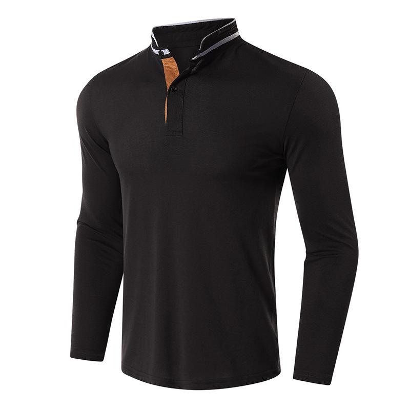 

Men S High-End Polo Shirt Big Men S Long-Sleeved Golf Paul Lapel T-Shirt M чорний