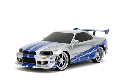Jada Toys Fast & Furious 1:24 2002 Nissan GT-R R34 Remote Control Car RC, 2.4GHz, Toy for Kids and Adults