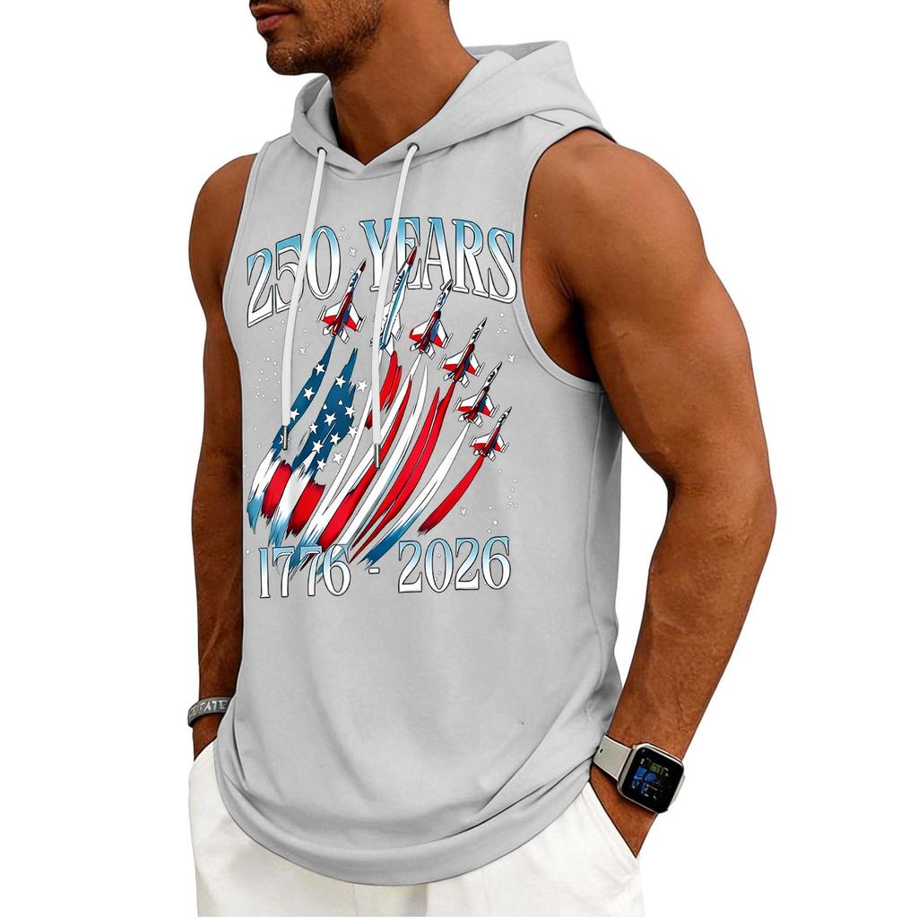 Men's Tank Top Gym Sleeveless Hoodie Shirt Washed Sports Muscle Shirts Fitness Vest With Hood