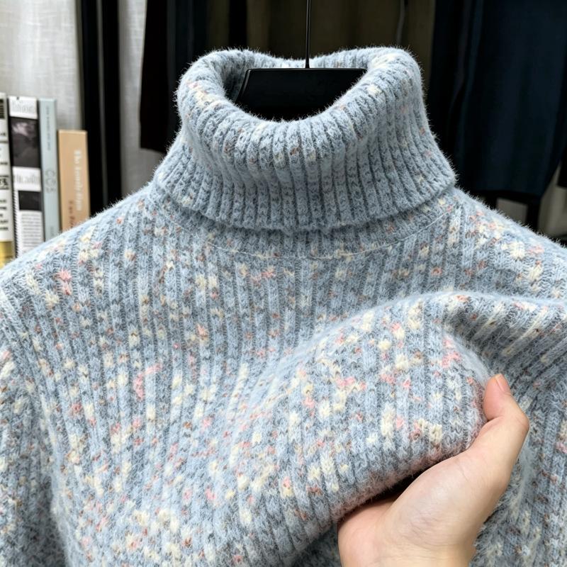 Maglione da Uomo a Collo Alto Misto Lana Fodera in Pile Lavorato a Maglia Pullover Caldo Invernale 2026 Nuovo