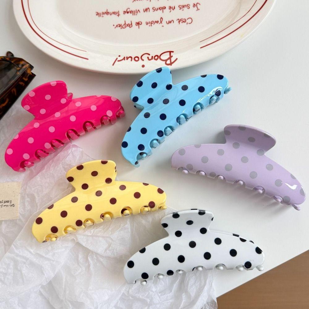 Large Acetic Acid Hair Claw Retro Acetate Shark Clip Personalized Polka Dot Hair Clip Vacation