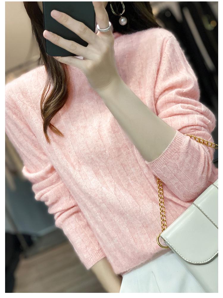 Women's Slim Fit High Neck Wool-Cashmere Sweater - Warm, Pure, and Loose Knit for Autumn/Winter
