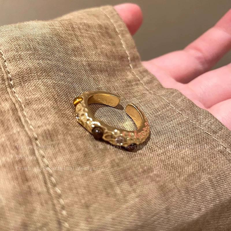 Bague élégante en zircon argenté pour femmes - Design ouvert, polyvalente et stylée