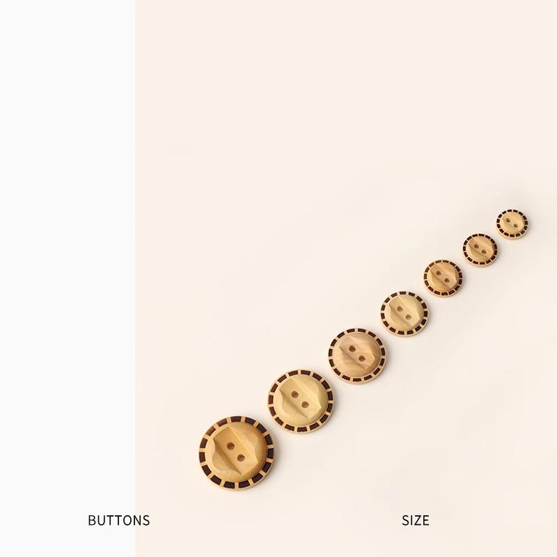Double Hole Dotted Line Primary Color Retro Shirt Buttons Cotton And Linen Polo Shirt Buttons High-End Wood Button Accessories