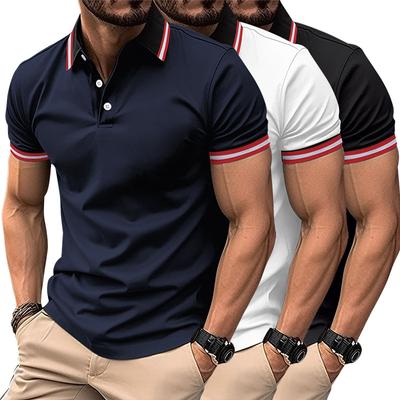 New Men's Casual POLO Shirt Buttons Ribbed Lapel Design Versatile T-shirt Tops Fashion Sweatshirt