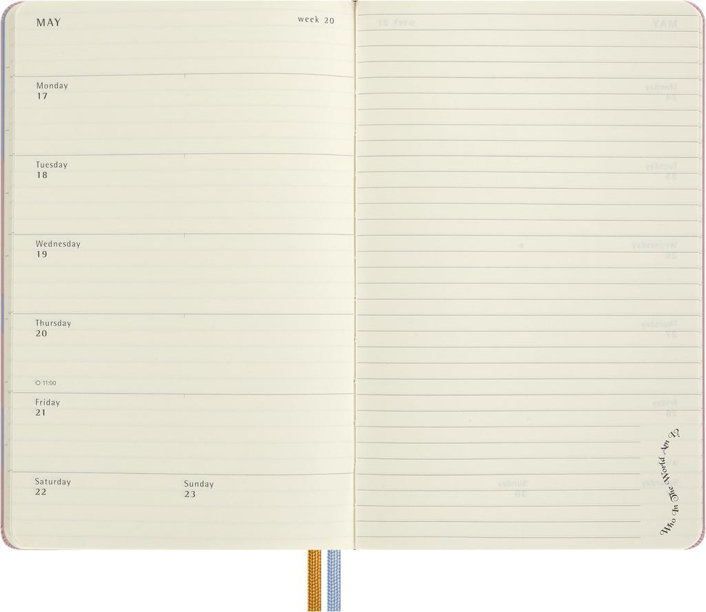 Moleskine 2027 January 12 Alice in Wonderland Weekly Large Size x DHAL12WN3Y27 Planner, Start, Months, Planner, (13cm 21cm), Hardcover, Pink,
