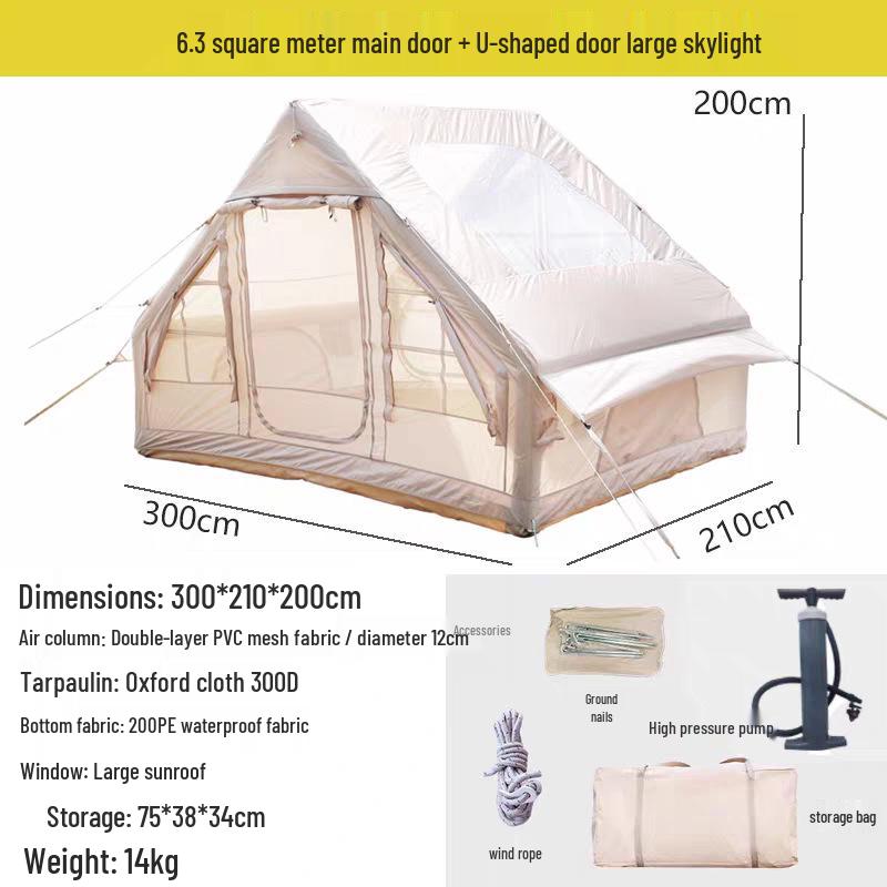 6.3 Sqm Inflatable Tent: Rainproof, Sunproof, Portable for Outdoor Camping & Picnics.