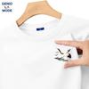 GENIOLAMODE Herren lockeres Baumwoll-T-Shirt mit Kran-Aufdruck
