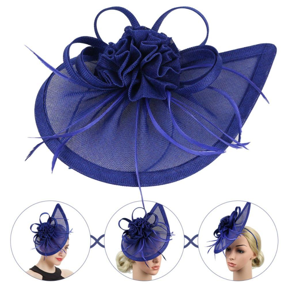 Nouveau chapeau bibi de mariage en plumes, pince à cheveux pour fête de thé, bandeau en maille