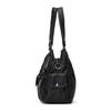Ladies' Fashionable Retro Lychee Patterned Tote Bag, Large Capacity Washed Multi Pocket Shoulder Bag