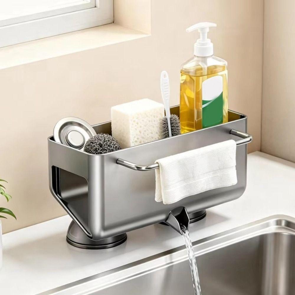 Carbon Steel Sink Storage Rack Punch Free Dishcloth Drying Rack Sink Drain Basket Dish Soap