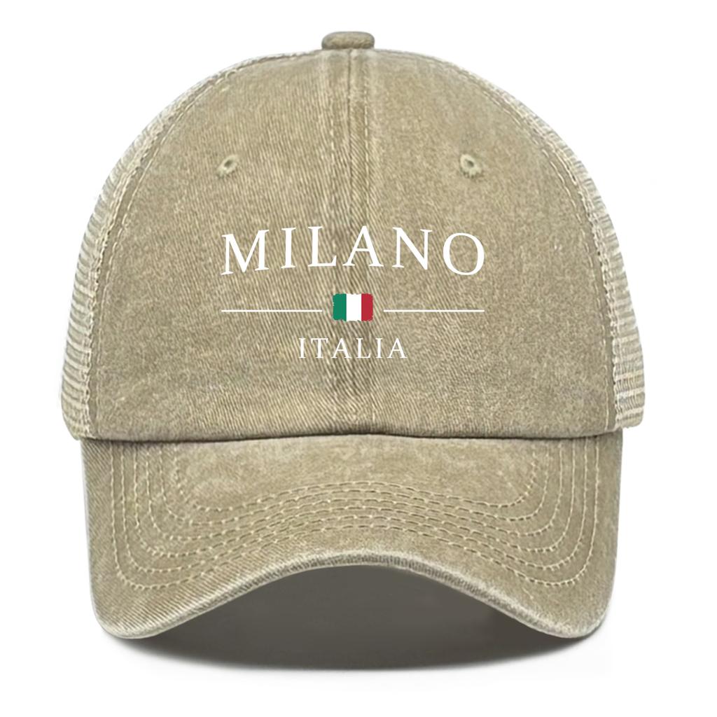 MILANO ITALIA Bedruckter Sonnenhut Verstellbare Lässige Freizeit Kappe mit Gebogenem Schirm Für Geschenke Street Style Camping Bekleidung Netz Baseballkappe