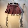 European Station Summer New Splicing Lace High Waist Thin Pleated Split Denim Skirt Short Skirt Tide